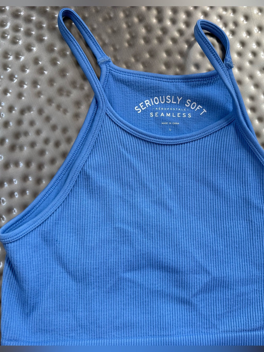 Aeropostale Blue Seamless Ribbed Cropped Tank